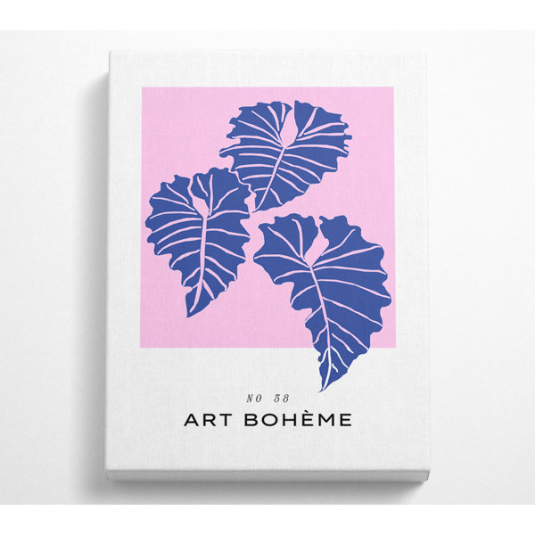 Bay Isle Home Beautiful Blue Leaves Wrapped Canvas Graphic Art